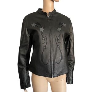 First Classics Breakout Star Womens Reflective Leather Moto Jacket - Small
